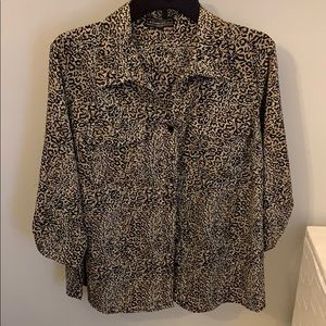 Button  down leopard print blouse